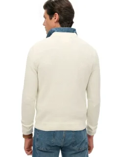 Superdry Cotton Texture Jumper in Off White
