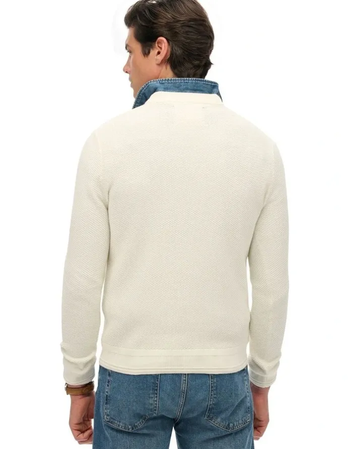 Superdry Cotton Texture Jumper in Off White
