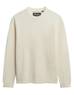 Superdry Cotton Texture Jumper in Off White