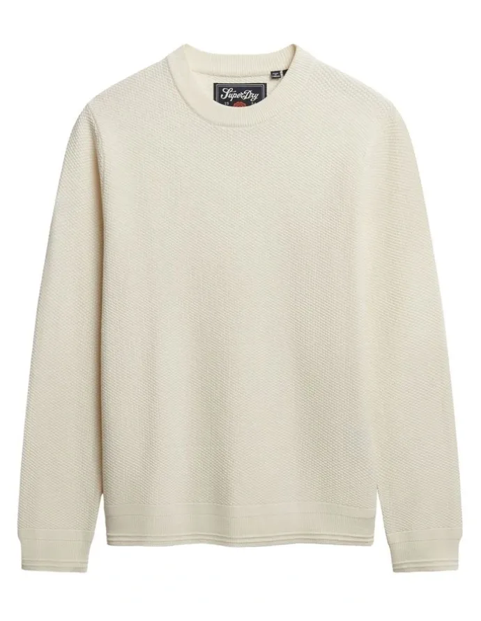 Superdry Cotton Texture Jumper in Off White