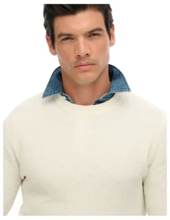Superdry Cotton Texture Jumper in Off White