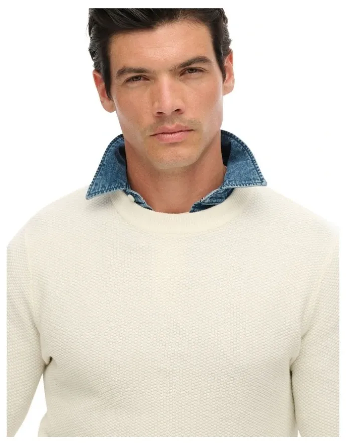 Superdry Cotton Texture Jumper in Off White