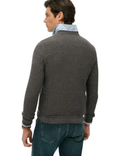 Superdry Cotton Texture Jumper in Dark Grey