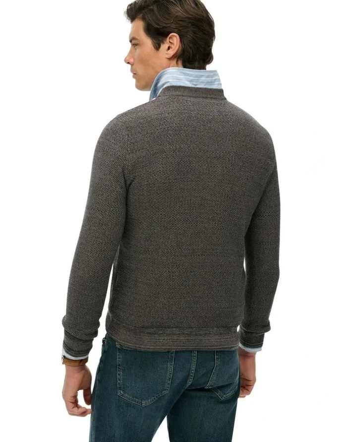 Superdry Cotton Texture Jumper in Dark Grey