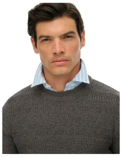 Superdry Cotton Texture Jumper in Dark Grey