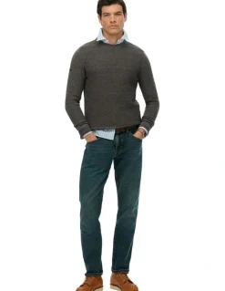 Superdry Cotton Texture Jumper in Dark Grey