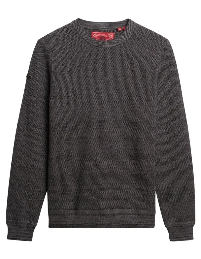 Superdry Cotton Texture Jumper in Dark Grey