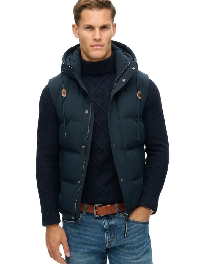 Superdry Everest Hooded Puffer Jacket in Eclipse Navy