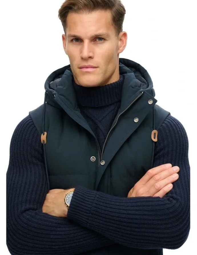 Superdry Everest Hooded Puffer Jacket in Eclipse Navy