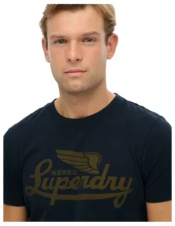 Superdry Heritage Brand Relaxed Tee in Eclipse Navy