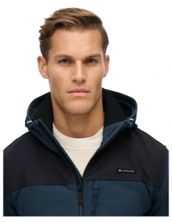 Superdry Hooded Soft Shell Tech Tracker in Flex Navy