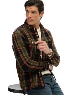 Superdry Merchant Heavy Checked Shirt in Peyton Check Black