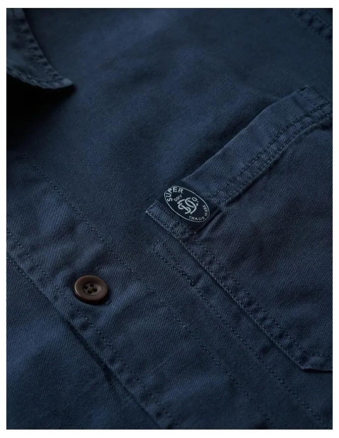 Superdry Merchant Linen-Blend Overshirt in Lauren Navy