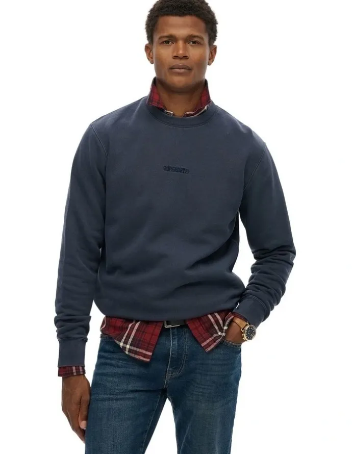 Superdry Micro Logo Crew in Blue Knight