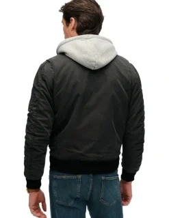 Superdry Military MA1 Bomber Jacket in Washed Black
