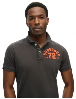 Superdry Vintage Athletic Polo in Washed Black