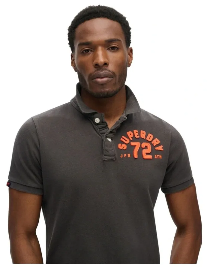 Superdry Vintage Athletic Polo in Washed Black