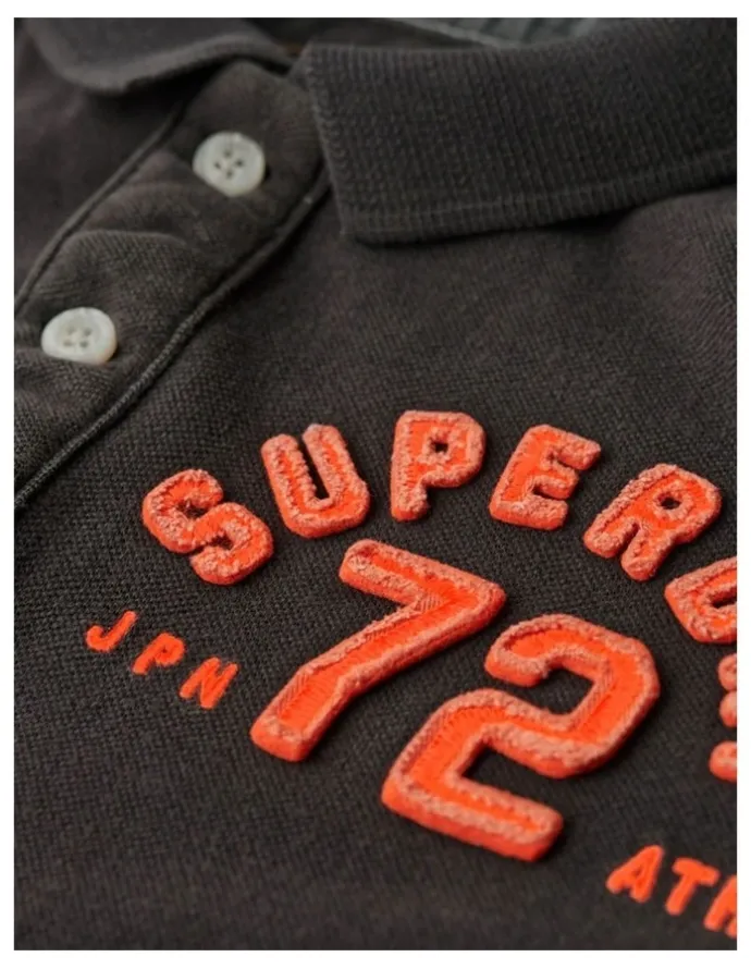 Superdry Vintage Athletic Polo in Washed Black