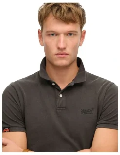 Superdry Vintage Destroy Polo Shirt in Destroy Black