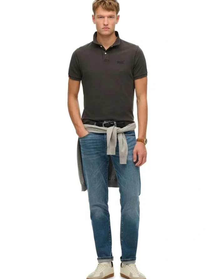 Superdry Vintage Destroy Polo Shirt in Destroy Black
