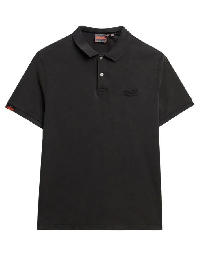 Superdry Vintage Destroy Polo Shirt in Destroy Black
