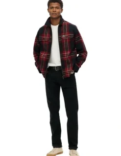 Superdry Wool Miller Zip Overshirt in Michigan Check Navy