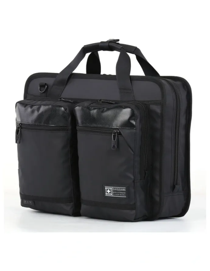 Swisswin Swisswin Waterproof Laptop Briefcase Messenger Travel Work Bag Black
