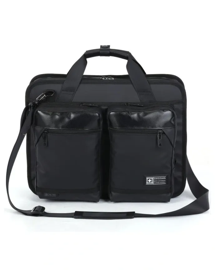 Swisswin Swisswin Waterproof Laptop Briefcase Messenger Travel Work Bag Black