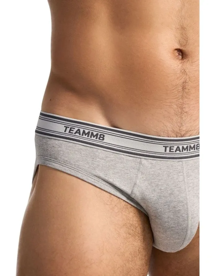 TEAMM8 New Cotton Classic Brief in Grey Marle