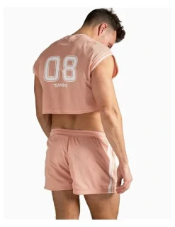TEAMM8 S.S.C. Fraternity Crop Muscle Tank in Dusty Pink