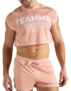 TEAMM8 S.S.C. Fraternity Crop Muscle Tank in Dusty Pink