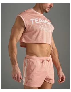 TEAMM8 S.S.C. Fraternity Crop Muscle Tank in Dusty Pink