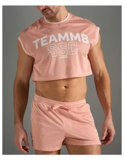 TEAMM8 S.S.C. Fraternity Crop Muscle Tank in Dusty Pink