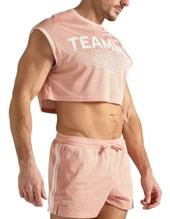 TEAMM8 S.S.C. Fraternity Crop Muscle Tank in Dusty Pink