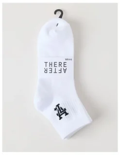 There After 3 Pack Ankle Crew Logo Socks in White