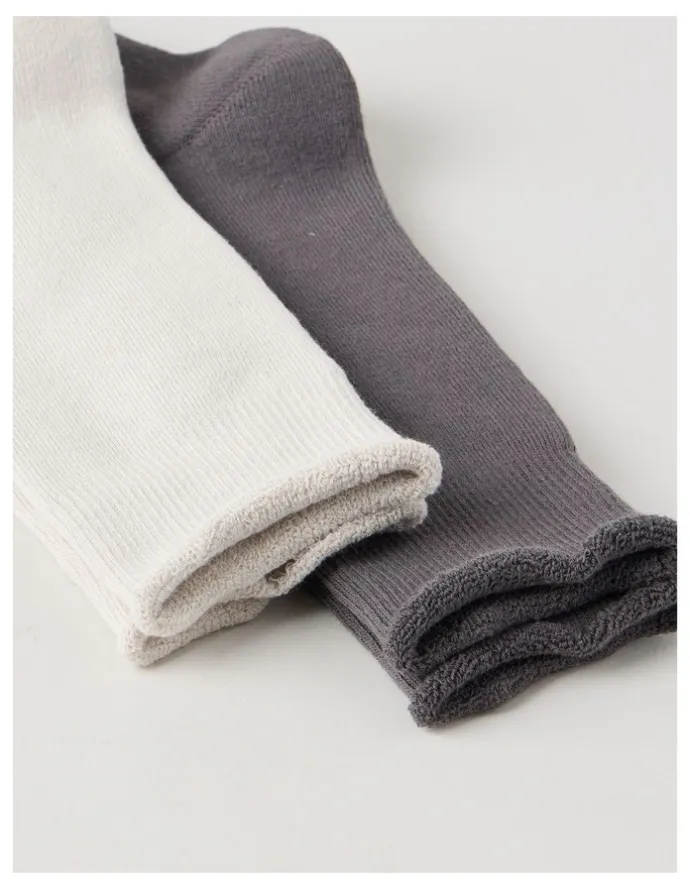 There After 2 Pack Cotton Terry Socks in Warm Grey and Moonbeam