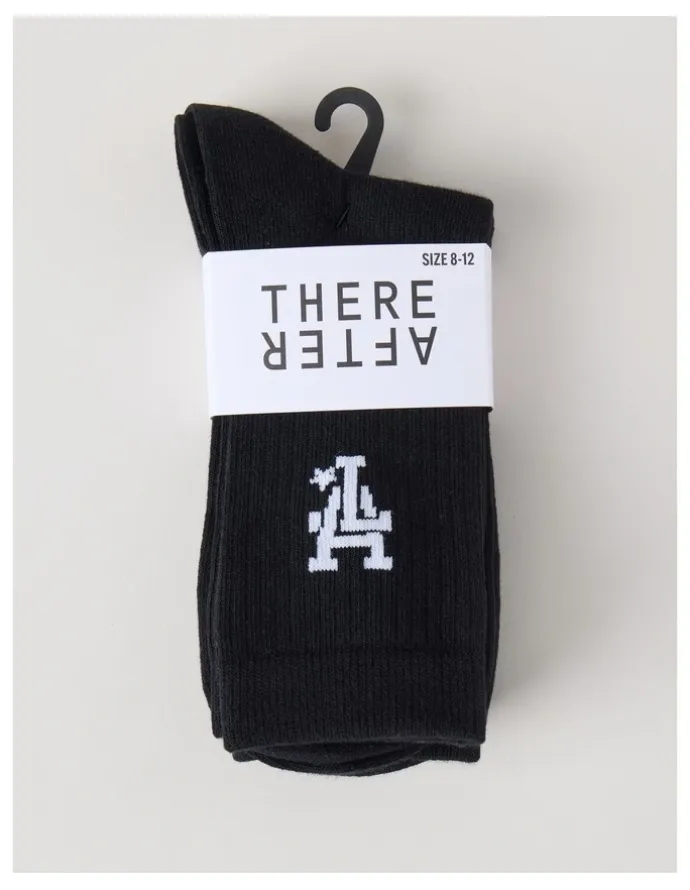 There After 3 Pack Crew Logo Socks in Black