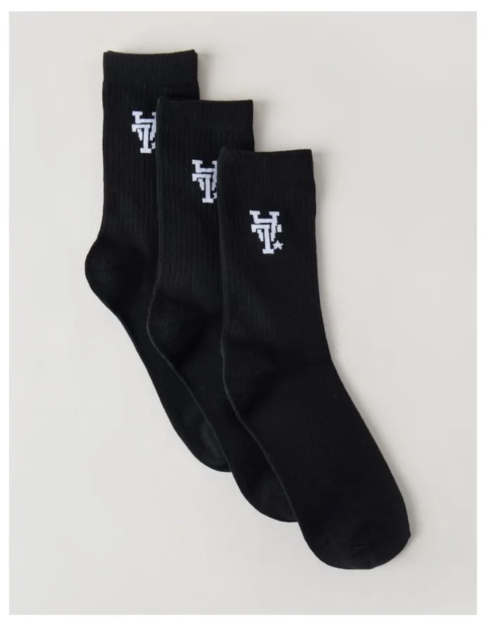There After 3 Pack Crew Logo Socks in Black