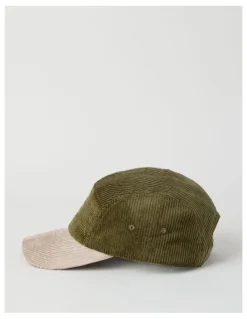 There After Chunky Cord 5 Panel Cap Hat in Khaki and Stone