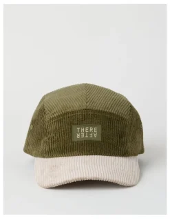There After Chunky Cord 5 Panel Cap Hat in Khaki and Stone