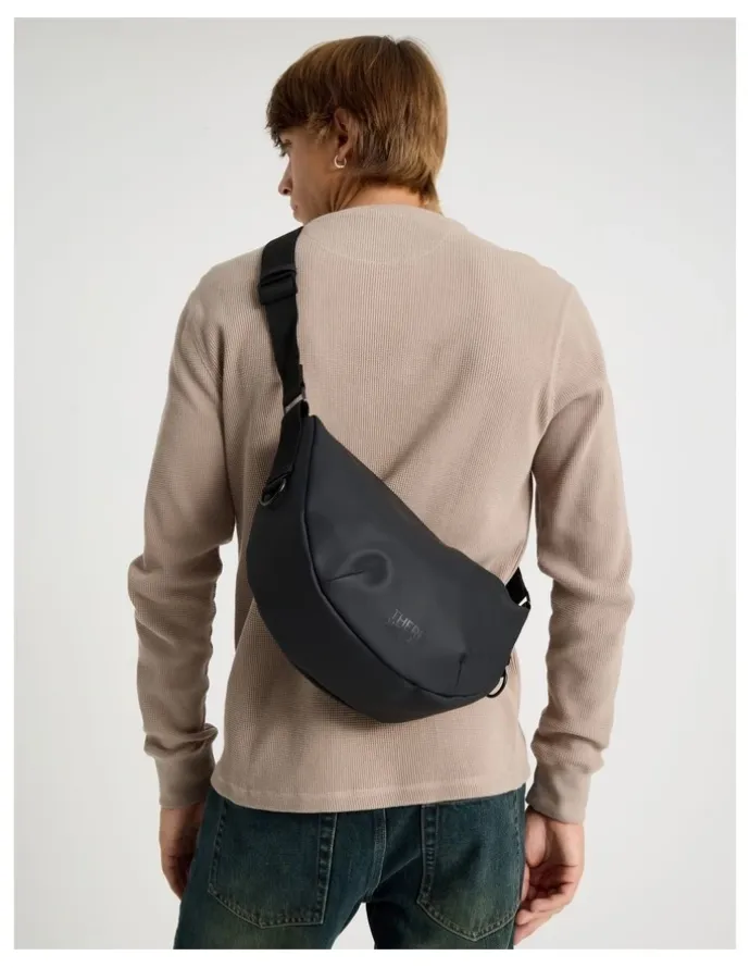There After Rubberised Crossbody Bag in Black