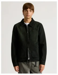 There After Angled Pocket Denim Jacket in Black