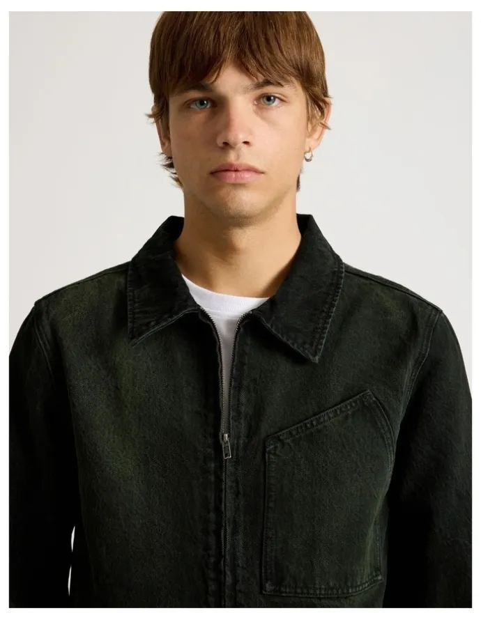 There After Angled Pocket Denim Jacket in Black
