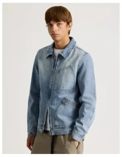 There After Angled Pocket Denim Jacket in Blue