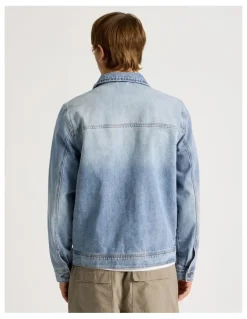 There After Angled Pocket Denim Jacket in Blue