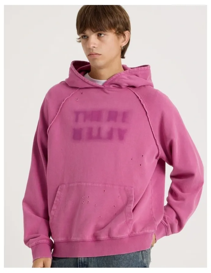 There After Burn Out Hooded Sweat in Pink