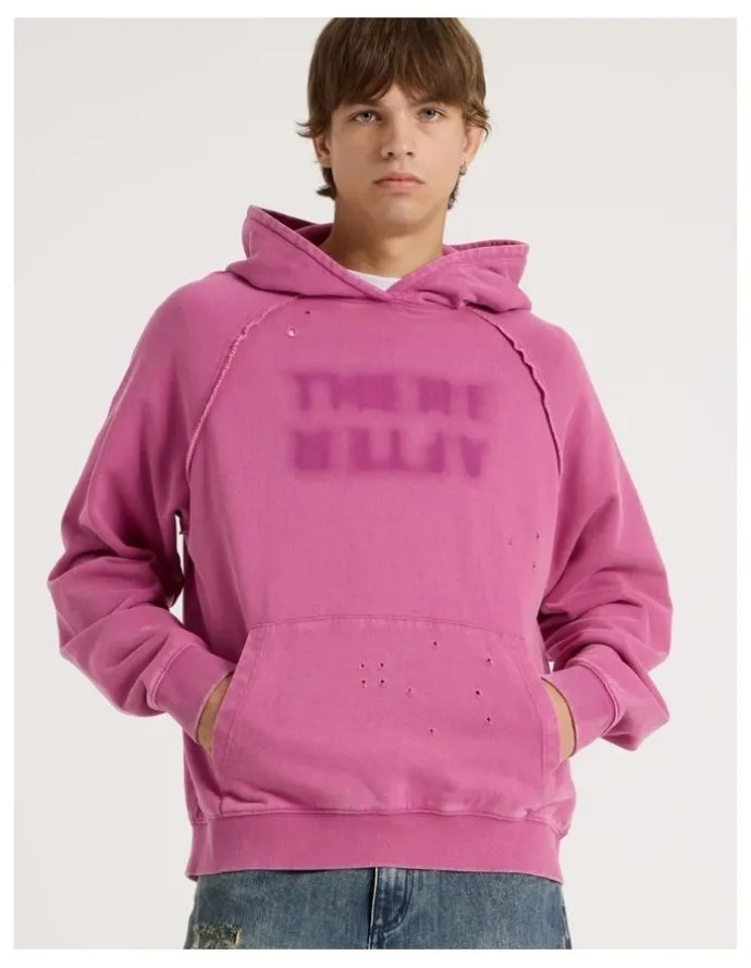 There After Burn Out Hooded Sweat in Pink