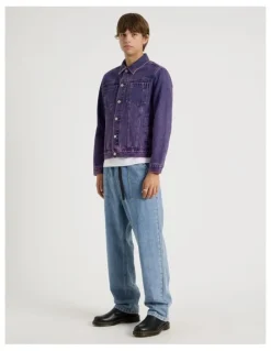 There After Coloured Wash Denim Trucker Jacket in Pink