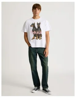 There After Coloured Wash Straight Leg Jeans in Green