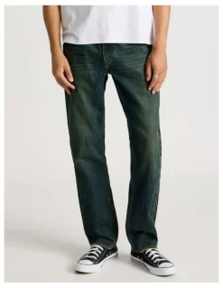 There After Coloured Wash Straight Leg Jeans in Green